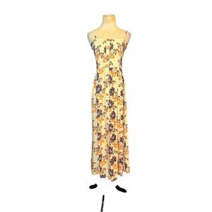 Angie cream green yellow floral sleeveless maxi dress size Medium